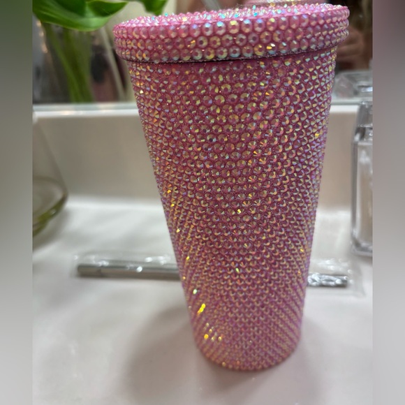Mariah Carey Pink Rhinestone Tumbler with Straw - Picture 2 of 3
